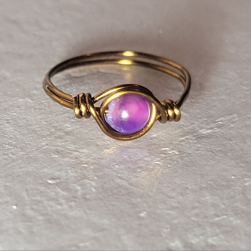 Purple Gemstone Wire Wrapped Ring Size 6.5